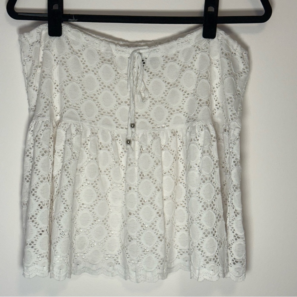 J. Valdi White Lace Drawstring Beach Skirt Size L
